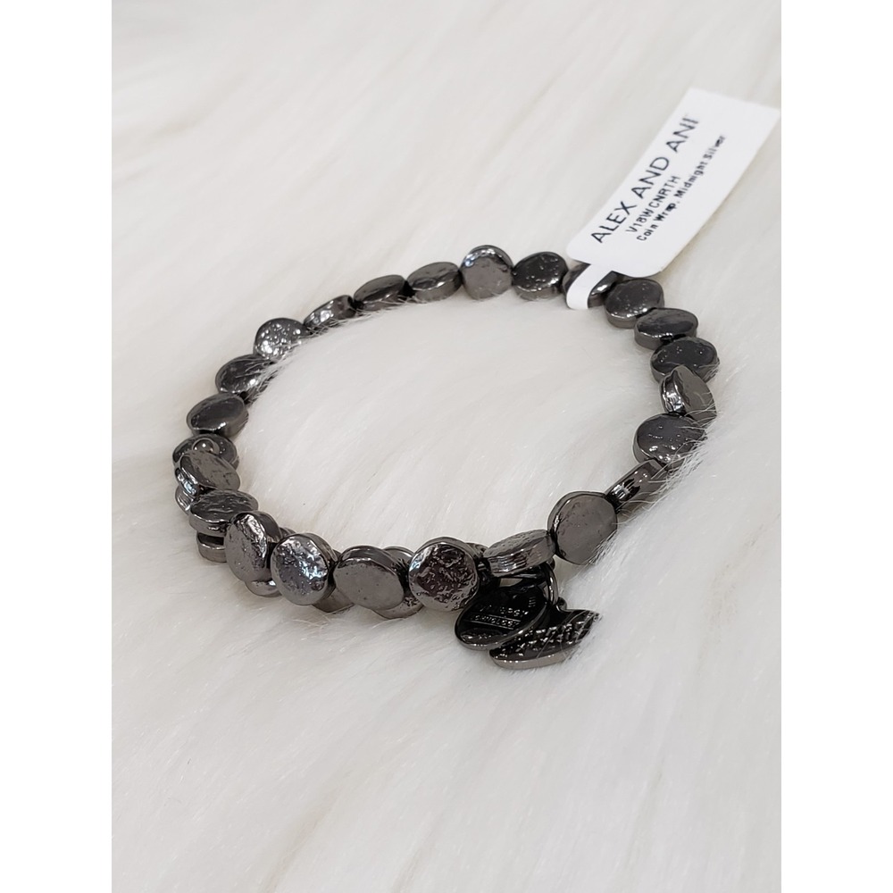 NEW‎ Alex and Ani Women's Coin Wrap Bracelet Midnight Silver